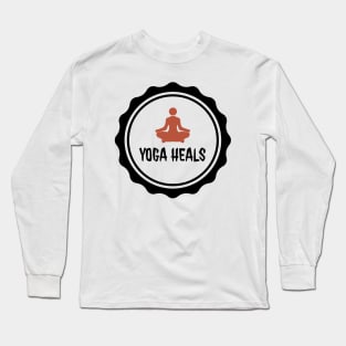 Yoga heals text-based design for International Yoga day by dmerchworld Long Sleeve T-Shirt